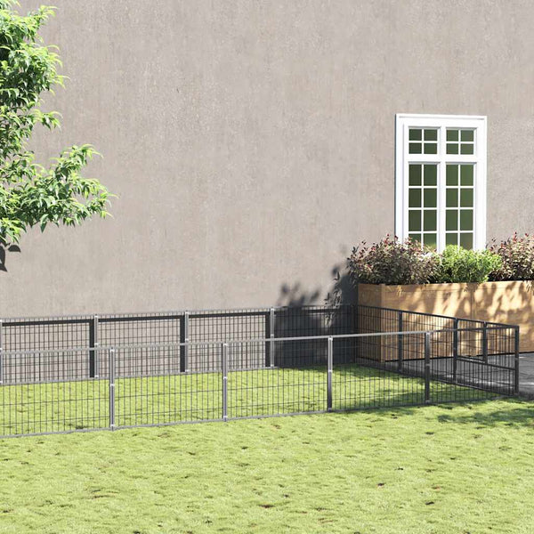 vidaXL Dog Kennel Silver 30 m² Steel