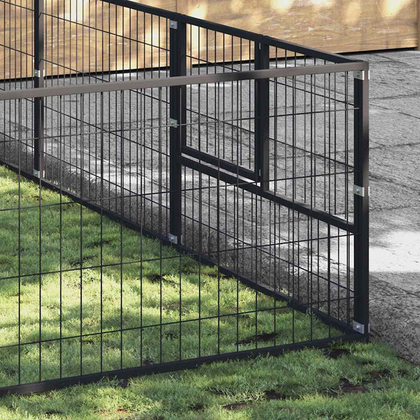 vidaXL Dog Kennel Black 24 m² Steel