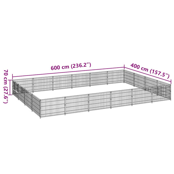 vidaXL Dog Kennel Black 24 m² Steel