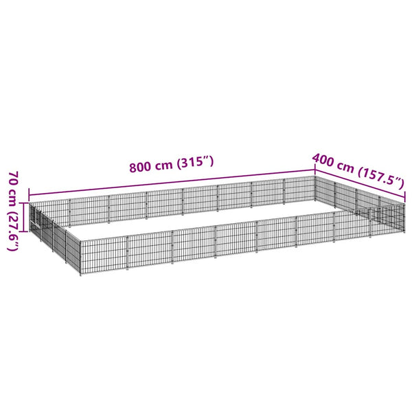 vidaXL Dog Kennel Black 32 m² Steel