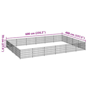 vidaXL Dog Kennel Silver 24 m² Steel