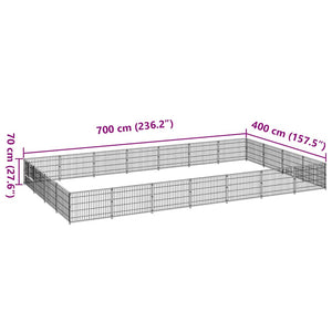 vidaXL Dog Kennel Silver 28 m² Steel