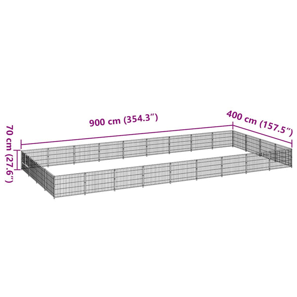 vidaXL Dog Kennel Silver 36 m² Steel