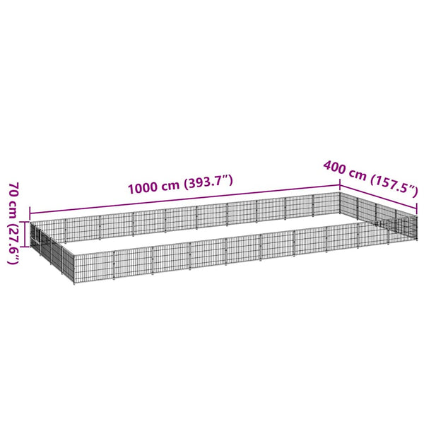 vidaXL Dog Kennel Silver 40 m² Steel