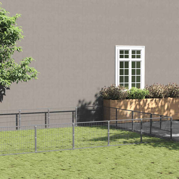 vidaXL Dog Kennel Silver 40 m² Steel