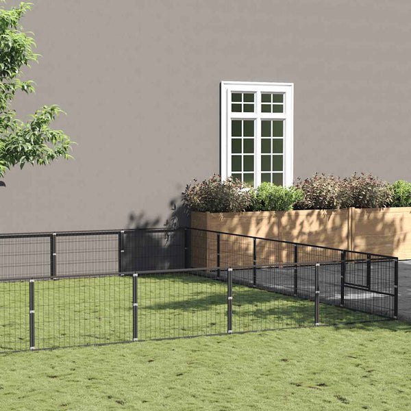 vidaXL Dog Kennel Black 30 m² Steel