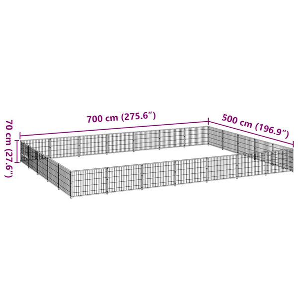 vidaXL Dog Kennel Black 35 m² Steel