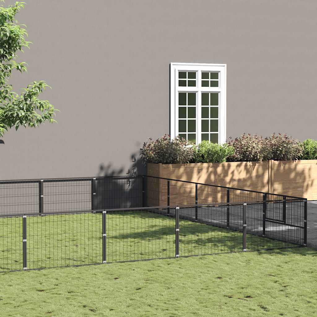 vidaXL Dog Kennel Black 35 m² Steel