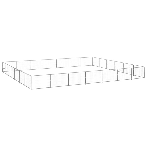 vidaXL Dog Kennel Silver 42 m² Steel