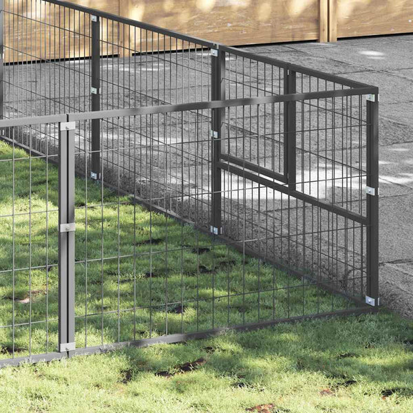 vidaXL Dog Kennel Silver 42 m² Steel