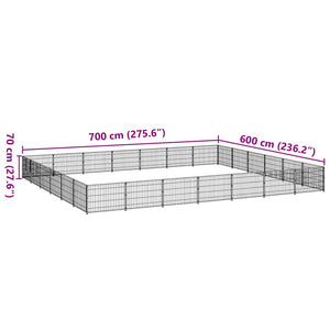 vidaXL Dog Kennel Silver 42 m² Steel