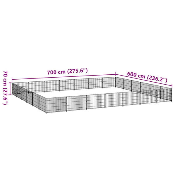 vidaXL Dog Kennel Silver 42 m² Steel