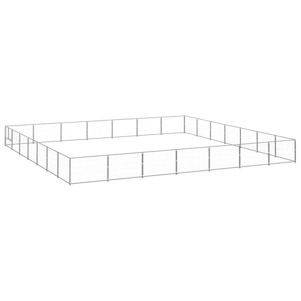 vidaXL Dog Kennel Silver 49 m² Steel