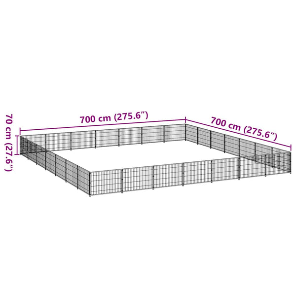 vidaXL Dog Kennel Silver 49 m² Steel