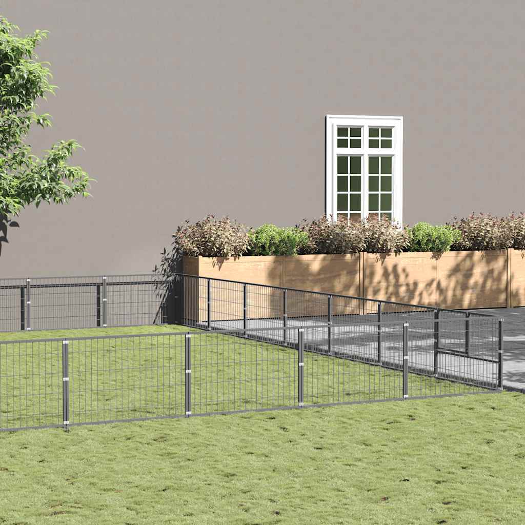 vidaXL Dog Kennel Silver 49 m² Steel
