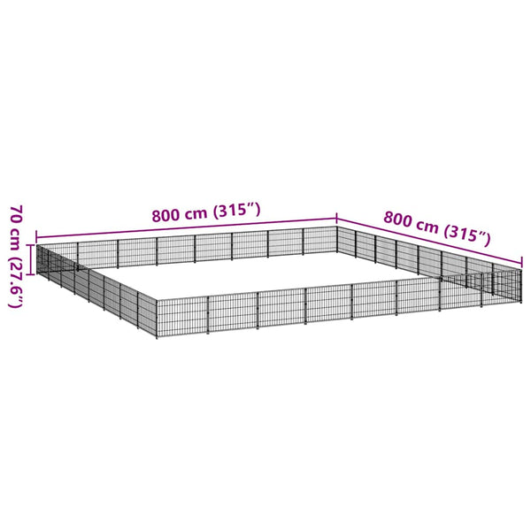vidaXL Dog Kennel Silver 64 m² Steel
