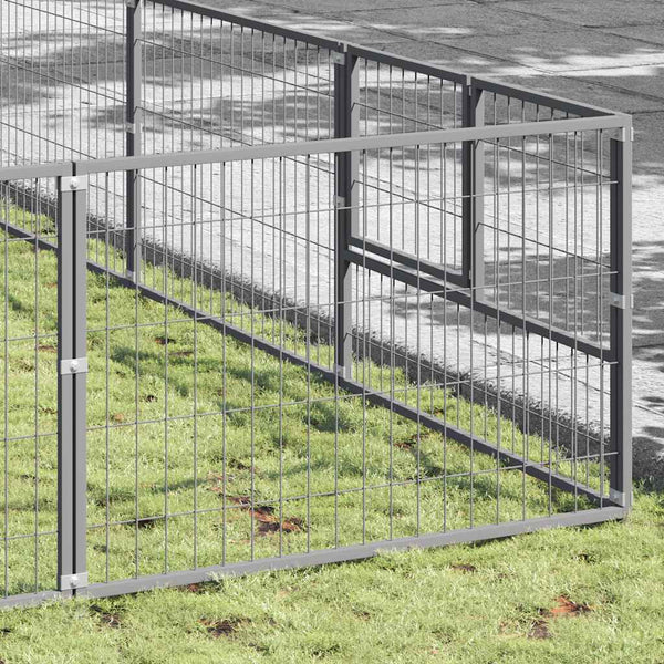 vidaXL Dog Kennel Silver 80 m² Steel