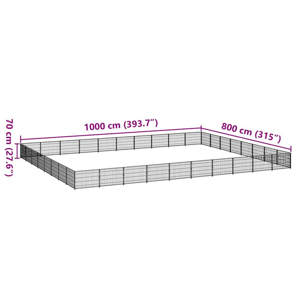 vidaXL Dog Kennel Silver 80 m² Steel