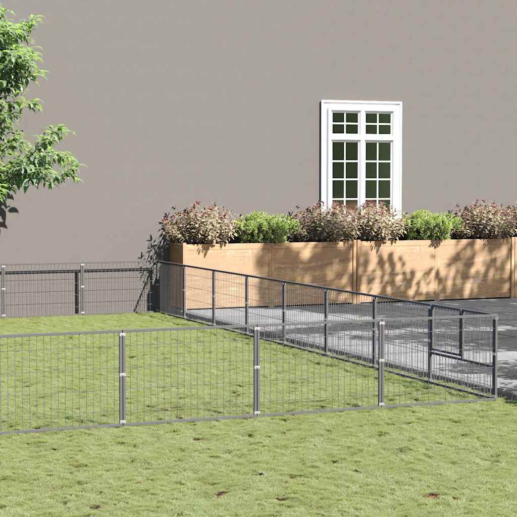 vidaXL Dog Kennel Silver 80 m² Steel