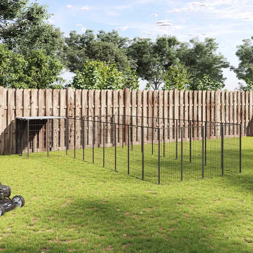 vidaXL Dog Kennel Black 13.31 m² Steel