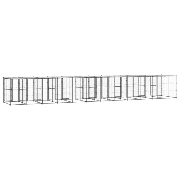 vidaXL Outdoor Steel Dog Kennel with Roof 29.04 m²
