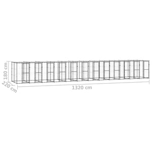 vidaXL Outdoor Steel Dog Kennel with Roof 29.04 m²