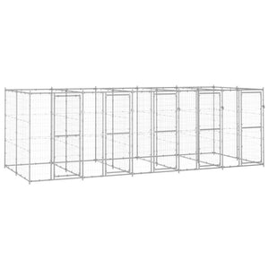 vidaXL Outdoor Dog Kennel Galvanized Steel 12.1 m²