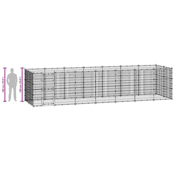 vidaXL Outdoor Dog Kennel Steel 21.78 m²