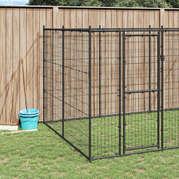 vidaXL Outdoor Dog Kennel Steel 26.62 m²