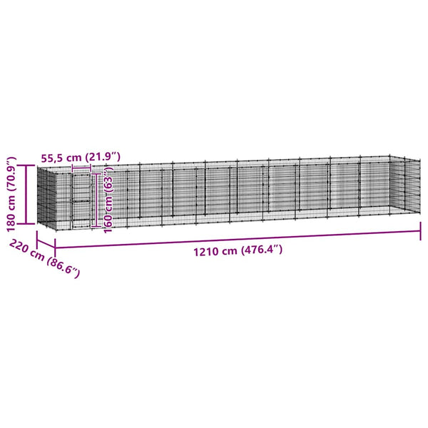 vidaXL Outdoor Dog Kennel Steel 26.62 m²