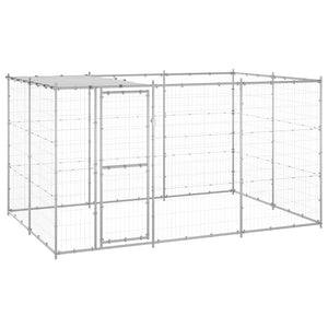 vidaXL Outdoor Dog Kennel with Roof Galvanized Steel 7.26 m²