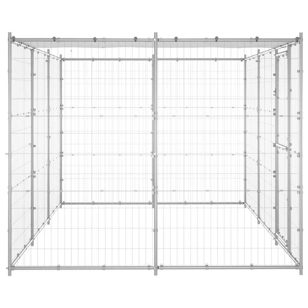 vidaXL Outdoor Dog Kennel with Roof Galvanized Steel 7.26 m²
