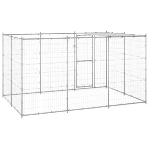 vidaXL Outdoor Dog Kennel with Roof Galvanized Steel 7.26 m²