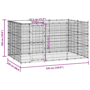 vidaXL Outdoor Dog Kennel with Roof Galvanized Steel 7.26 m²