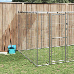 vidaXL Outdoor Dog Kennel with Roof Galvanized Steel 26.62 m²