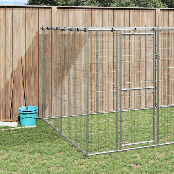 vidaXL Outdoor Dog Kennel with Roof Galvanized Steel 26.62 m²