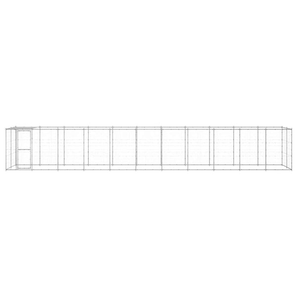 vidaXL Outdoor Dog Kennel with Roof Galvanized Steel 26.62 m²