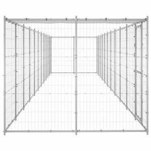 vidaXL Outdoor Dog Kennel with Roof Galvanized Steel 26.62 m²