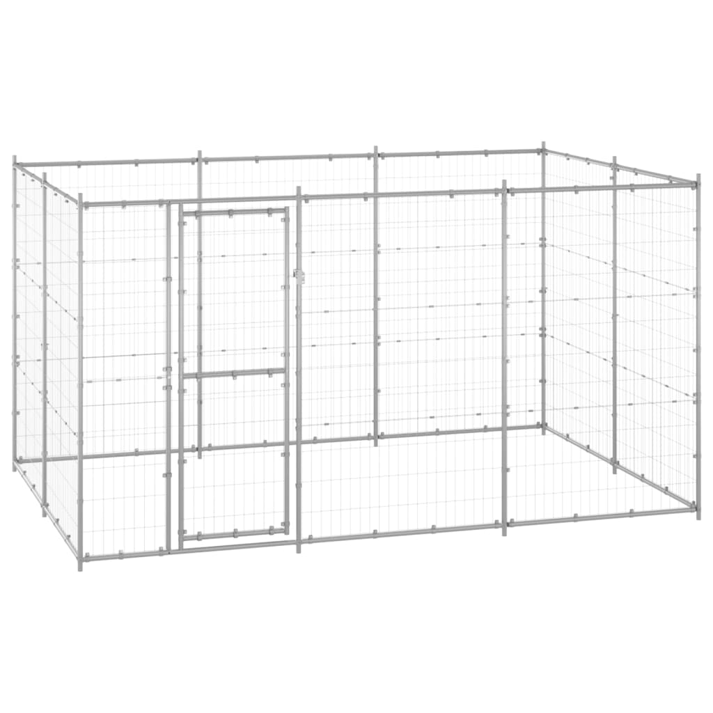 vidaXL Outdoor Dog Kennel Galvanized Steel 7.26 m²