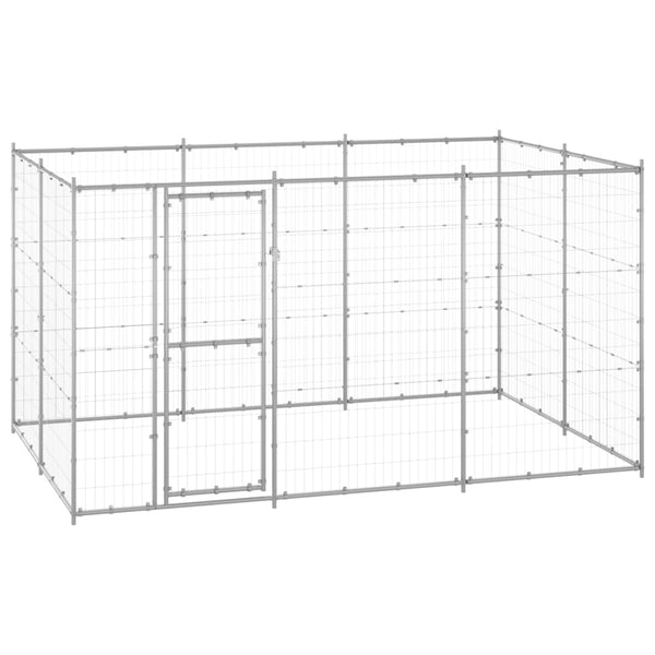 vidaXL Outdoor Dog Kennel Galvanized Steel 7.26 m²