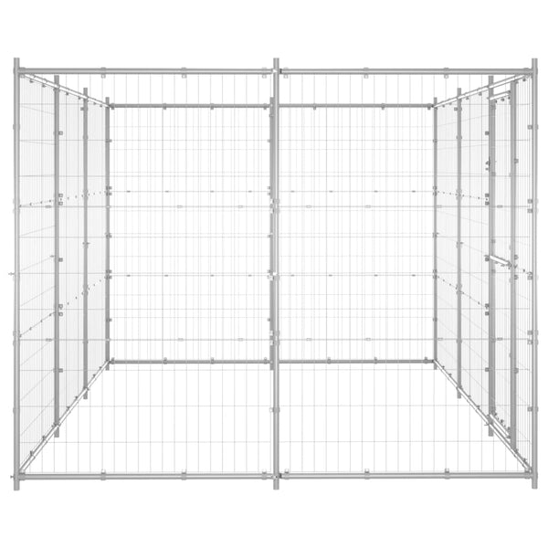 vidaXL Outdoor Dog Kennel Galvanized Steel 7.26 m²