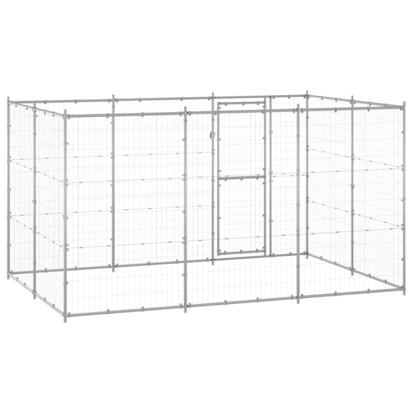 vidaXL Outdoor Dog Kennel Galvanized Steel 7.26 m²