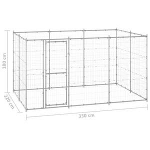 vidaXL Outdoor Dog Kennel Galvanized Steel 7.26 m²
