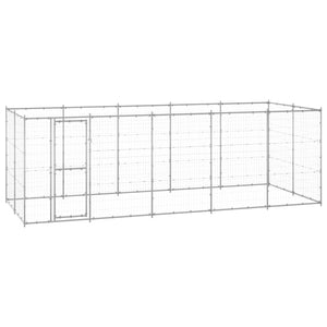 vidaXL Outdoor Dog Kennel Galvanized Steel 12.1 m²