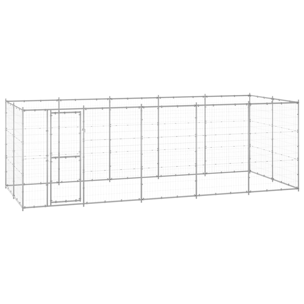 vidaXL Outdoor Dog Kennel Galvanized Steel 12.1 m²