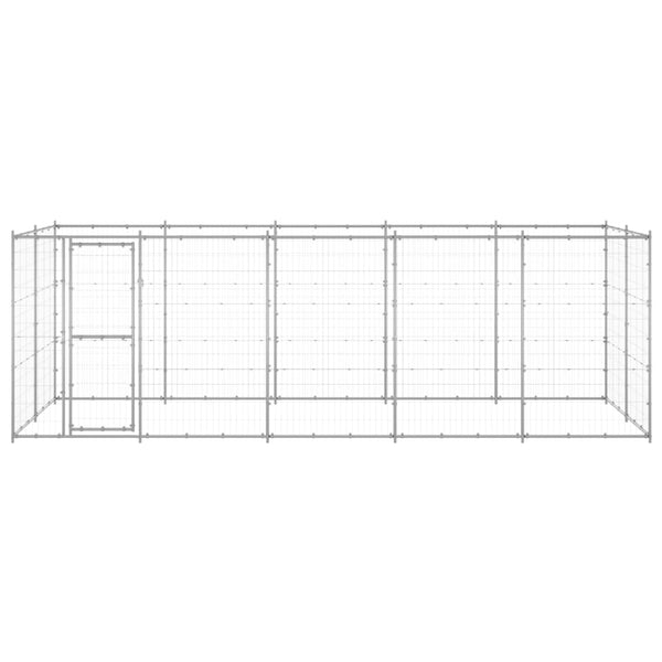 vidaXL Outdoor Dog Kennel Galvanized Steel 12.1 m²
