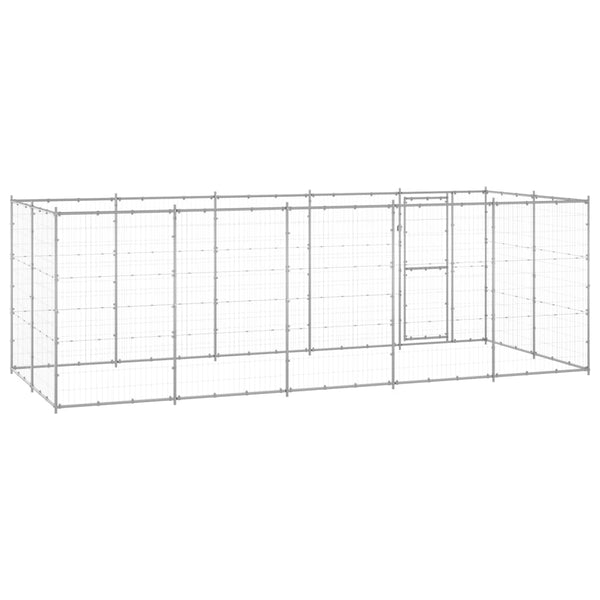 vidaXL Outdoor Dog Kennel Galvanized Steel 12.1 m²