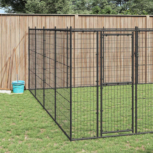 vidaXL Outdoor Dog Kennel Steel 24.2 m²