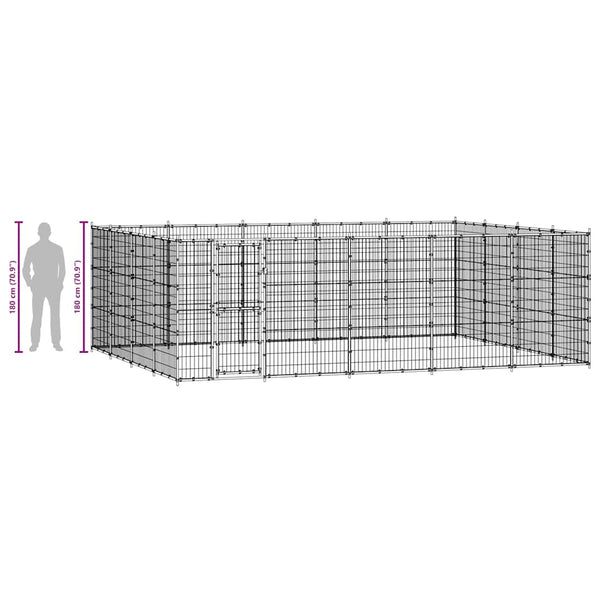 vidaXL Outdoor Dog Kennel Steel 24.2 m²