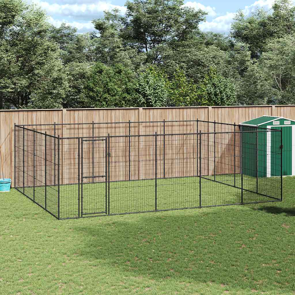 vidaXL Outdoor Dog Kennel Steel 24.2 m²